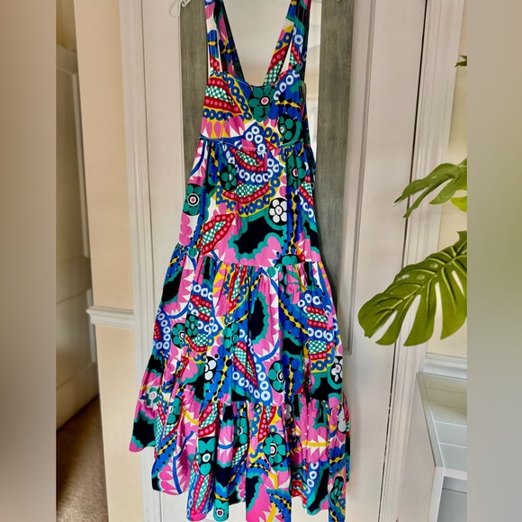 J Crew Ratti Kaleidoscope Floral Tiered Maxi Apron Dress - Picture 5 of 11